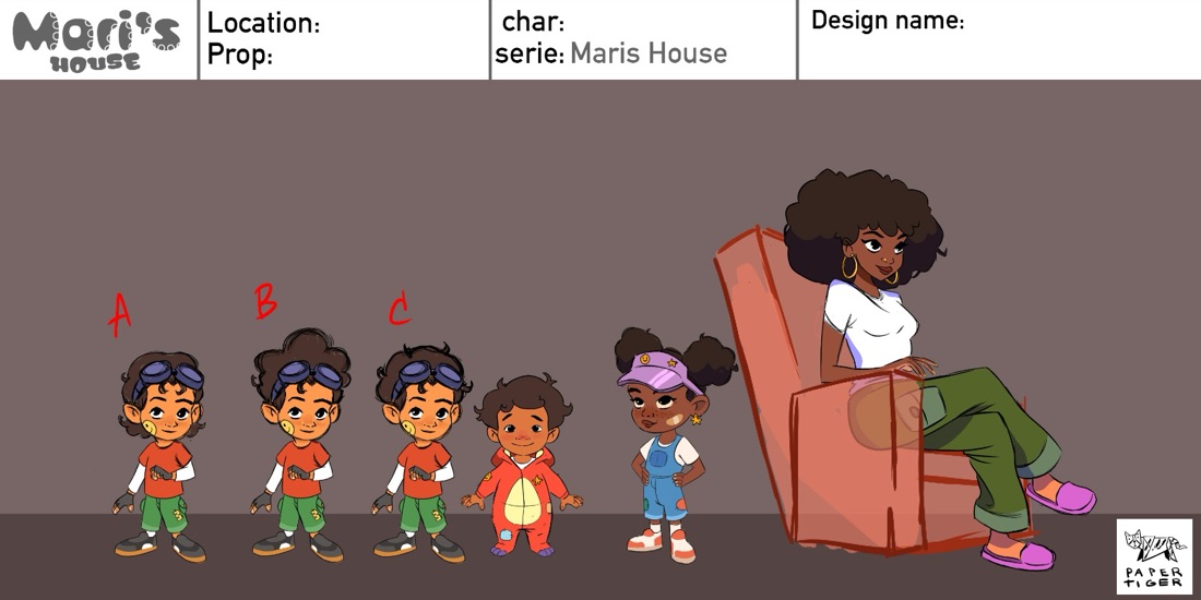 Colour design sheet with three Jay options, Sebbi, Zahara and Amina